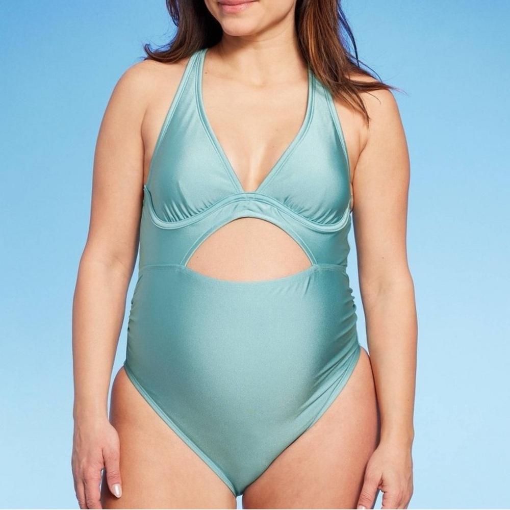 Shiny Cutout One Piece Maternity Swimsuit - Isabel Maternity by Ingrid & Isabel